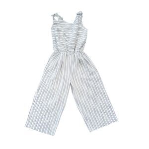 Zara White Blue Striped Sleeveless Bow Jumpsuit Romper Girls Size 9